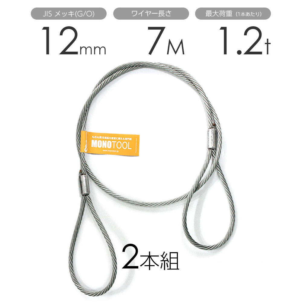 樂天商城 - 玉掛けワイヤー 2本組 両アイロック加工 メッキ 12mmx7m