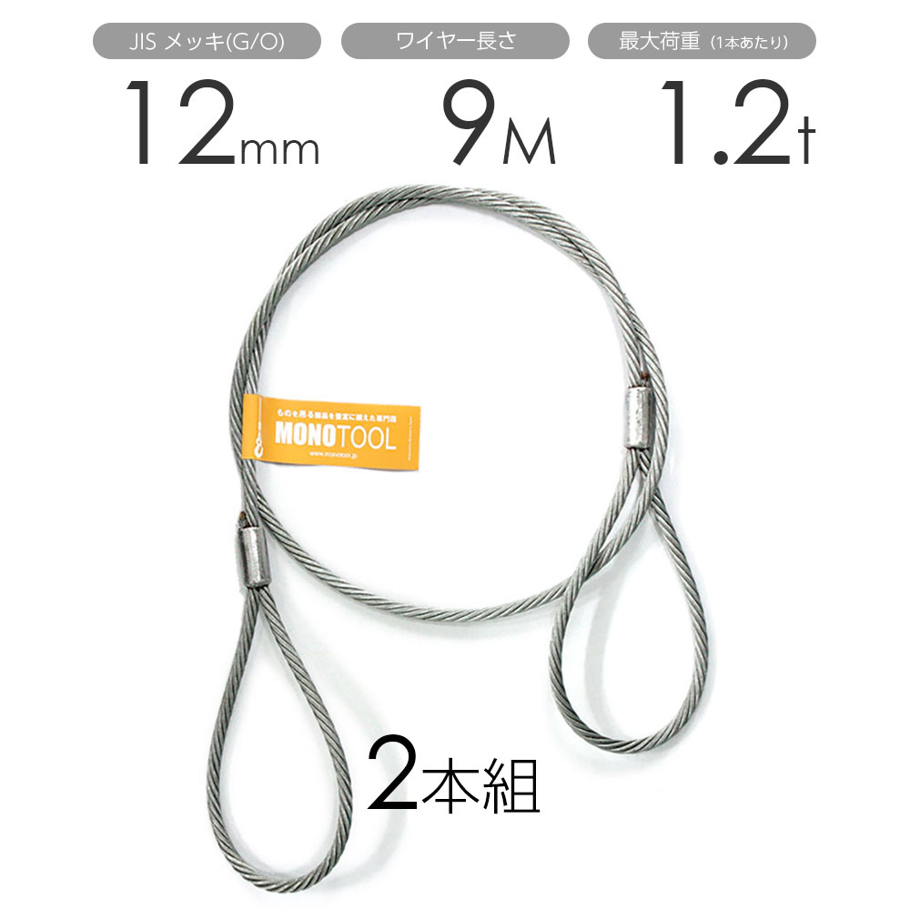 樂天商城 - 玉掛けワイヤー 2本組 両アイロック加工 メッキ 12mmx9m
