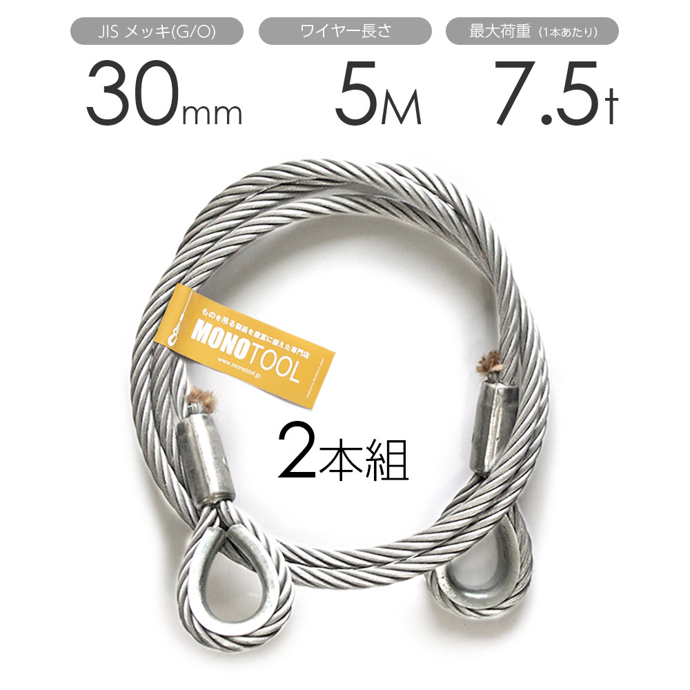 樂天商城 - 玉掛けワイヤー 2本組 両シンブル メッキ 30mmx5m