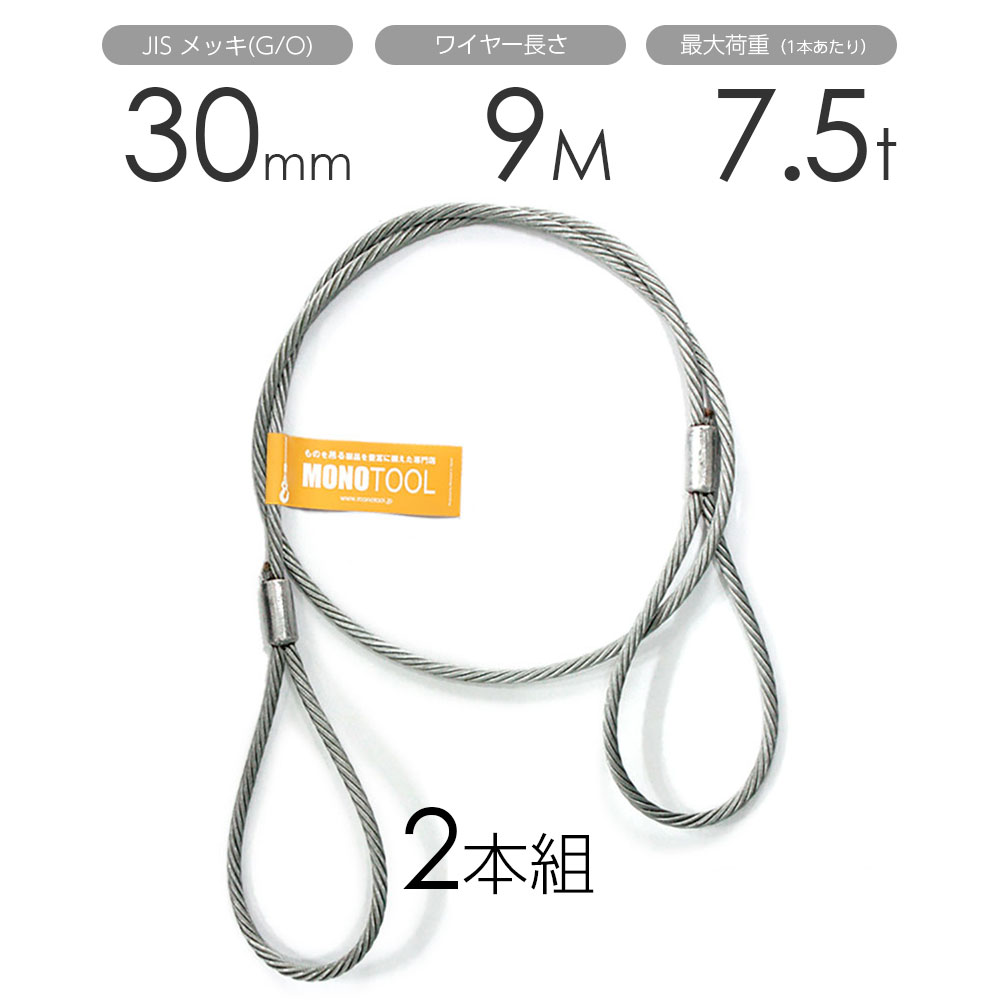 樂天商城 - 玉掛けワイヤー 2本組 両アイロック加工 メッキ 30mmx9m