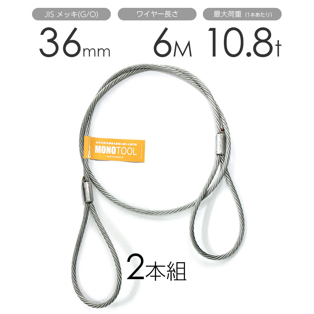 樂天商城 - 玉掛けワイヤー 2本組 両アイロック加工 メッキ 36mmx6m