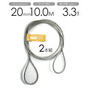 編み込みワイヤー JISメッキ(G/O) 20mm(6.5分)x10m 玉掛けワイヤーロープ 2本組 フレミッシュ 玉掛ワイヤー / 玉掛けワイヤーロープ ワイ...