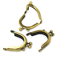 がま口口金1.2寸38mm深丸3.8cm片カン3.6cmアンティークゴールドシルバー(ニッケル)3個セット