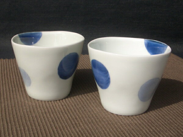 波佐見焼　二色丸紋　高仙茶　ペアセット(3)