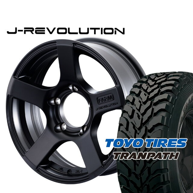 FARM J-REVOLUTION マットブラック 16×5.5J/5H±0トーヨー トランパス M/T 195R16 4本set