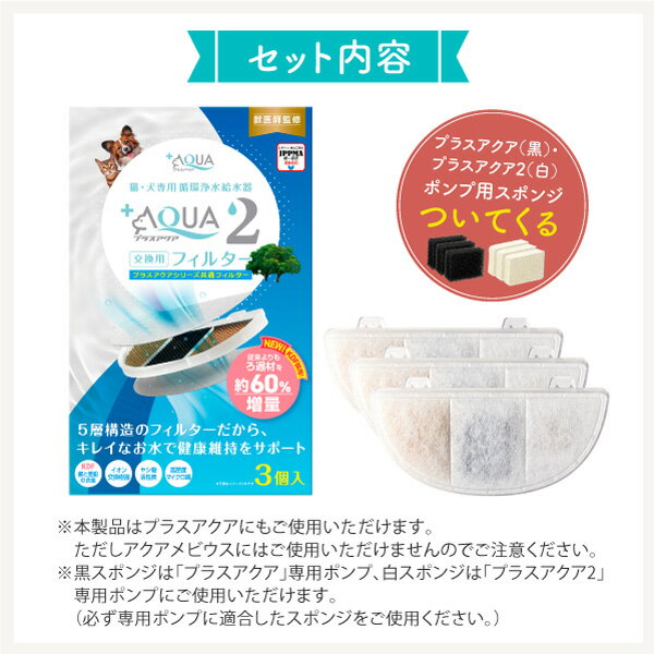 【新登場★獣医師監修】猫・犬専用循環浄水給水器 プラスアクアシリーズ交換用フィルター 新素材 KDF配合 5層構造 ぬめり軽減 純正品 イオン交換樹脂 ヤシ殻活性炭 JPPMA認証 猫 犬 水飲み器 自動給水器 浄水器 給水器 専用フィルター