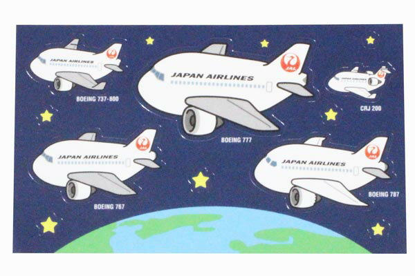 JAL 航空機 ステッカー 5種 シート 日本航空 ボーイング 737 767 777 787 BOEING CRJ 200 JAPAN AIRLINES STICKER 星 セット 飛行機 シール