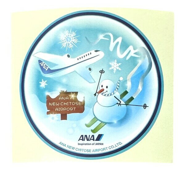 全日空 × 新千歳空港 コラボ ステッカー ANA NEW CHITOSE AIRPORT STICKER 氷 雪だるま スキー 飛行機 旅客機 航空機 シール コレクション