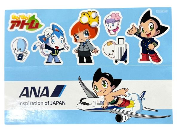 訳有 全日空 ゴーゴー アトム ステッカー シート ANA GO GO ATOM STICKER 全日空 航空機 旅行 手塚治虫 アトニャン コラボ コレクション