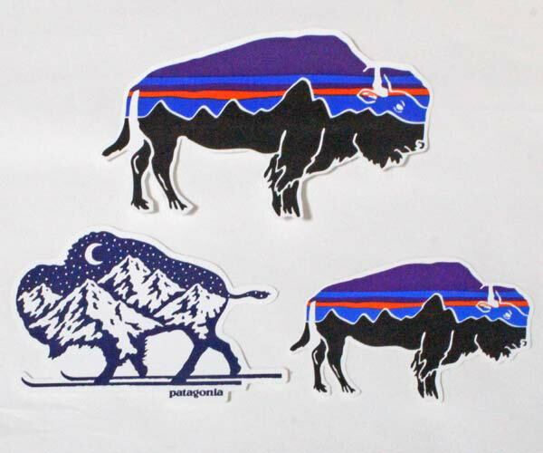 訳あり パタゴニア ステッカー 3種セット PATAGONIA STICKERS SET フィッツロイ バイソン ノルディックBISON 動物 シール ネコポス 新品