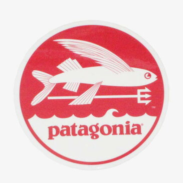 パタゴニア トライデント フィッシュ ステッカー 丸 枠 光沢 PATAGONIA TRIDENT FISH フライング 飛魚 円 波 シール サーフ 新品 ネコポス