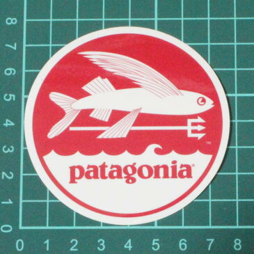 パタゴニア トライデント フィッシュ ステッカー 丸 枠 光沢 PATAGONIA TRIDENT FISH フライング 飛魚 円 波 シール サーフ 新品 ネコポス
