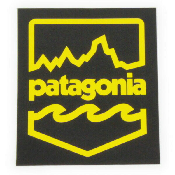 樂天商城 - 訳有 パタゴニア ステッカー バッジ PATAGONIA シール 黒 黄色 フィッツロイ 波 ウェーブ ロゴ レトロ デカール カスタム 廃番 STICKER