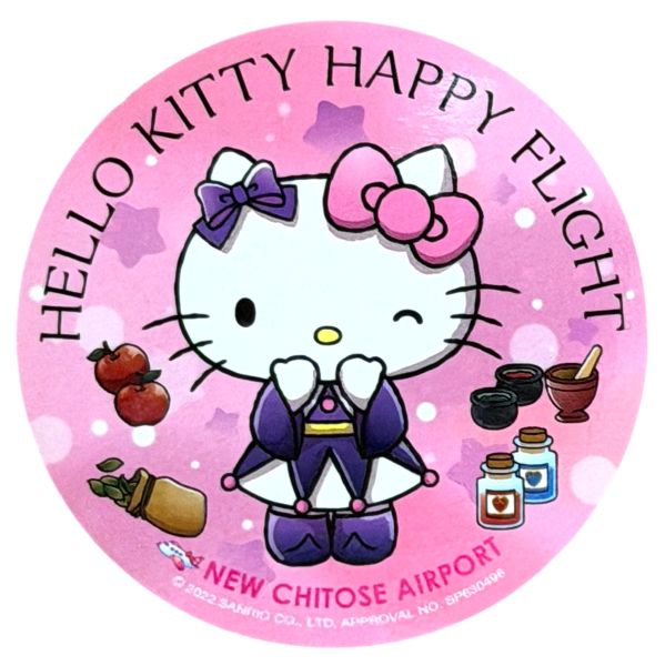 樂天商城 - 訳有 ハローキティ ハッピーフライト ステッカー 桃 HELLO KITTY HAPPY FLIGHT STICKER 新千歳空港 航空機 CHITOSE シール コレクション