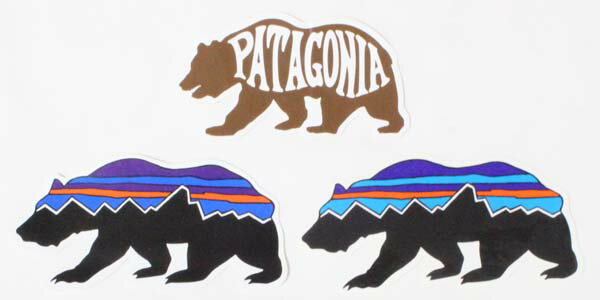 訳あり パタゴニア クマ ステッカー 3種セット PATAGONIA STICKERS SET ベアヘブン フィッツロイ 光沢 熊 BEAR 動物 ネコポス シール 新品