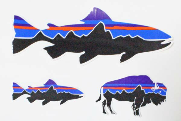 パタゴニア ステッカー フィッツロイ 3種セット PATAGONIA FITZROY STICKER トラウト バイソン SET 魚 ..