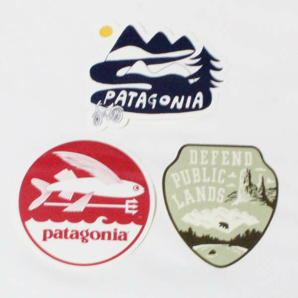 【期間限定ポイント5倍】訳あり パタゴニア ステッカー 光沢 3種セット PATAGONIA 自転車 ウィーリーロード トライデントフィッシュ 熊 シール SET ネコポス 新品