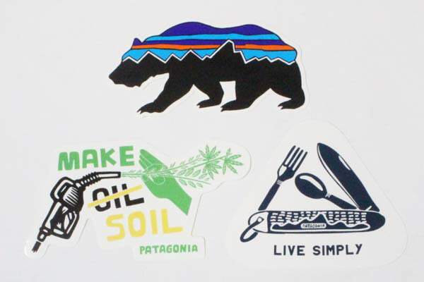 訳あり パタゴニア ステッカー 光沢 3種セット PATAGONIA フィッツロイ ベア 大麻 オイル リブシンプリー STICKER シール ネコポス 新品