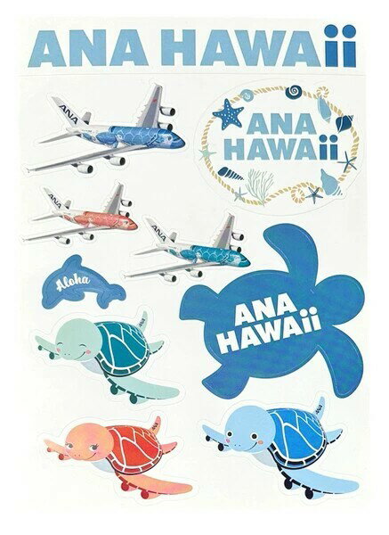 Rakuten - 訳有 ANA ハワイ ステッカー シート HAWAII STICKER 全日空 航空機 フライングホヌ 旅行 FLYING HONU エアバス A380 シール コレクション
