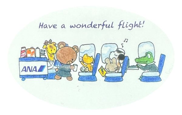 樂天商城 - 全日空 ワンダフル フライト ステッカー ANA HAVE A WONDERFUL FLIGHT STICKER 飛行機 旅行 航空機 空港 シール イラスト 絵 コレクション