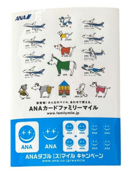 樂天商城 - 訳有 ANA カード ファミリーマイル ステッカー シート 2010 スマイル キャンペーン MILE STICKER 全日空 航空機 旅行 シール コレクション