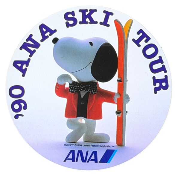 樂天商城 - 訳有 全日空 × スヌーピー 90 ANA スキーツアー ステッカー SNOOPY SKI RESORT STICKER 北海道 航空機 キャンペーン シール コレクション