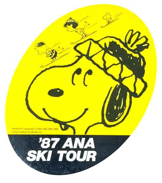 樂天商城 - 訳有 全日空 × スヌーピー 87 ANA スキーツアー ステッカー SNOOPY SKI TOUR STICKER 北海道 航空機 キャンペーン シール コレクション
