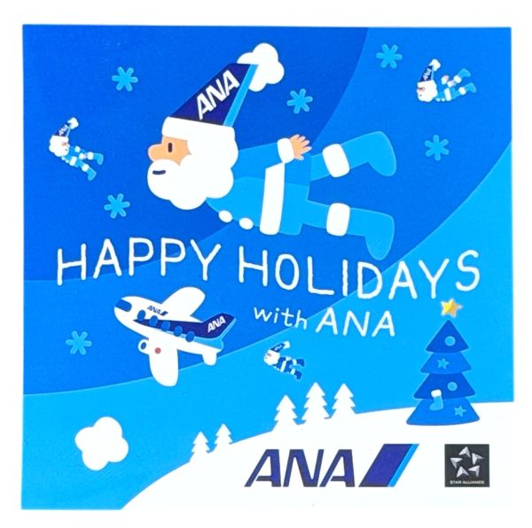 樂天商城 - 全日空 ハッピー ホリデー クリスマス ステッカー サンタ HAPPY HOLIDAYS WITH ANA STICKER キャンペーン 非売品 XMAS 航空機 シール 新品