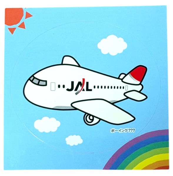 樂天商城 - 訳有 日本航空 JAL ボーイング 777 イラスト ステッカー JAPAN AIRLINES STICKER 空港 飛行機 航空機 BOEING 虹 シール コレクション 新品