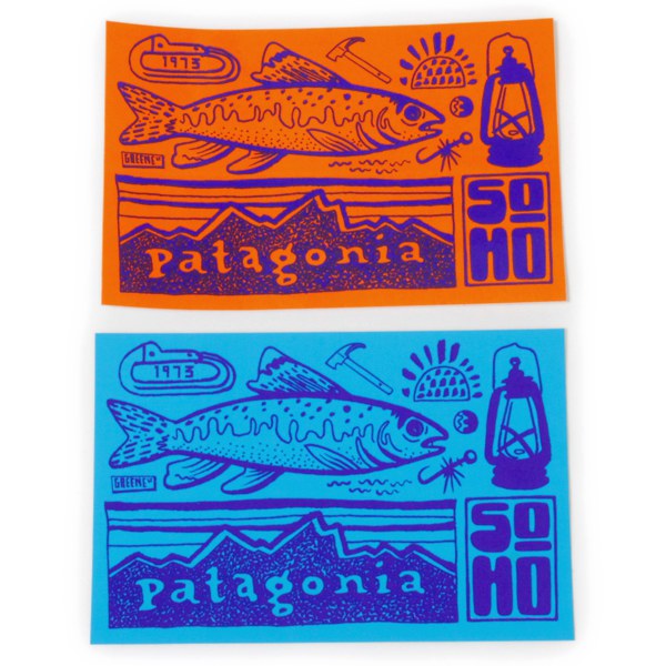 【期間限定ポイント10倍】パタゴニア ソーホー ニューヨーク ステッカー 青 橙 2枚セット PATAGONIA SOHO NYC STICKER 2SET 魚 フライ ご当地 アメリカ USA NY シール デカール 正規品 即納