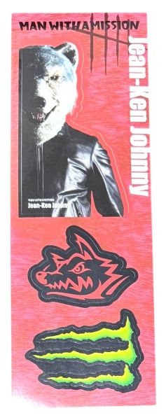 訳有 マンウィズ ア ミッション × モンスター ジャンケン ジョニー 赤 ステッカー シート MAN WITH A MISSION STICKER 狼 MONSTER シール