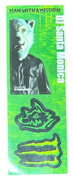 訳有 マンウィズ ア ミッション × モンスターエナジー DJ サンタ モニカ ステッカー シート 緑 MAN WITH A MISSION STICKER MONSTER シール