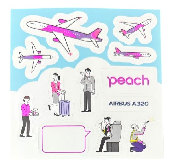 樂天商城 - 【期間限定ポイント10倍】ピーチ エアバス A320 ステッカー シート PEACH AIRBUS STICKER CA クルー 空港 飛行機 航空機 旅行 エアライン シール コレクション 新品