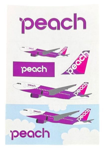 樂天商城 - ピーチ ステッカー シート PEACH AIRBUS STICKER エアバス A320 ロゴ LOGO 空港 飛行機 航空機 旅行 エアライン シール コレクション 新品