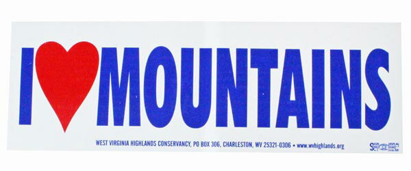 訳有 ウエストバージニア ハイランド保護区 ステッカー アイラブマウンテンズ I LOVE MOUNTAINS ハート シール アメリカ 環境保護 海外