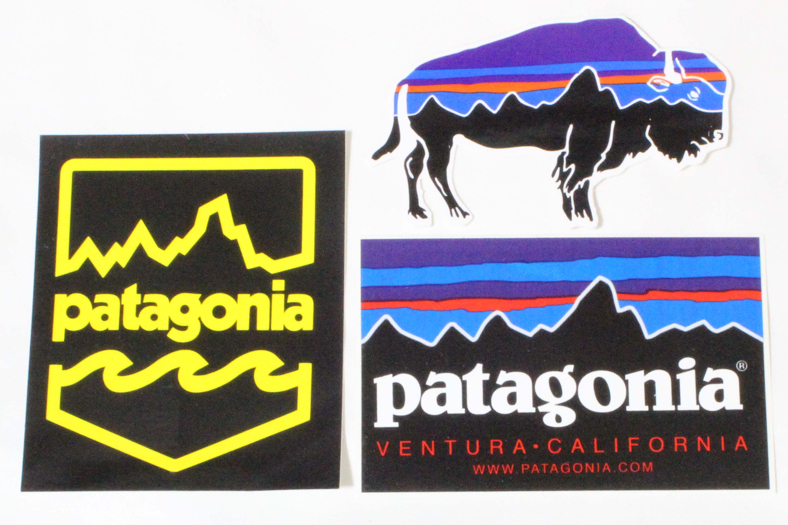 訳あり パタゴニア ステッカー 3種セット PATAGONIA STICKERS SET フィッツロイ ベンチュラ WWW 本店 バッジ バイソン 動物 シール 新品 1