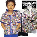 【399円均一】RUSK ドクロアメコミフルZIPパーカ ラスク 男の子 ボーイズ アメカジ キッズ ジュニア 子供服 パーカー ラスク 半袖 プリント ジップアップ「3121-04」(4)