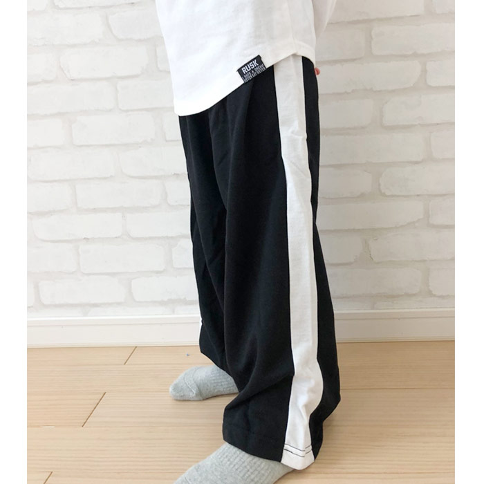 【メール便送料無料】NEXTWALLラインワイドパンツ子供服キッズ女の子ガールズロングパンツミニ裏毛韓国子供服無地ジュニアダンス長ズボン150cm160cmボトムス「218-12」