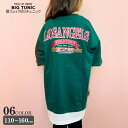 キッズ チュニック ワンピース 子供服 半袖 女の子 ビッグシルエット BIG ひざ丈 Aライン レイヤード風 重ね着 プリント バックプリント ロゴ ジュニア カジュアル 110cm 120cm 130cm 140cm 150cm 160cm「222-05」