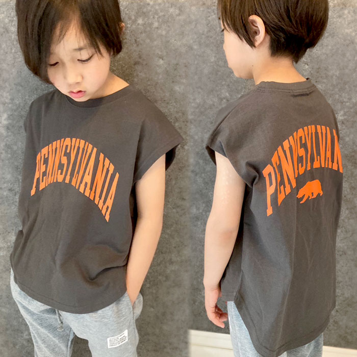 【送料無料】ノースリーブTシャツ キッズ 子供服 男の子 女の子 プリントTシャツ ...