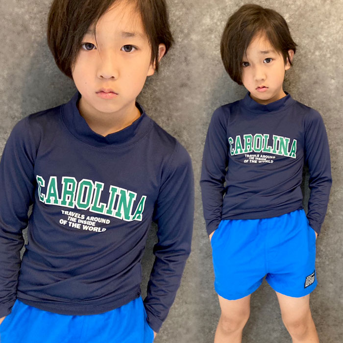 【送料無料】長袖ラッシュガード キッズ 水着 子供用 男の子 女の子 プリント ロゴ...