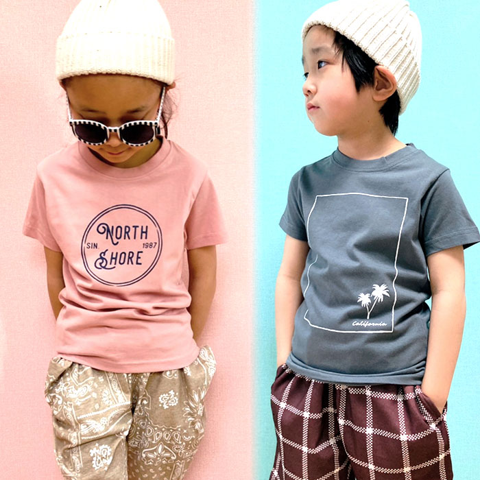 キッズTシャツ子供服半袖クルーネック男の子女の子ボーイズガールズプリント手書き風ロゴジュニアアメカジ110cm120cm130cm140cm150cm160cm「521-107.108」