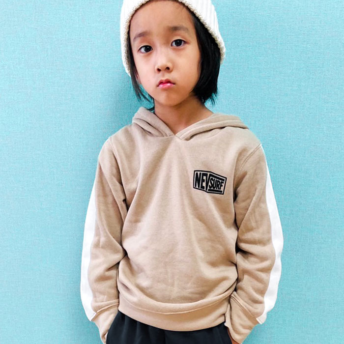 【ZI-ONtimes;送料無料】キッズパーカートップスプルオーバー子供服長袖男の子女の子ボーイズガールズ無地ワンポイントロゴネブサーフNEVSURFジュニアカジュアル110cm120cm130cm140cm150cm160cm「N41-12.13」