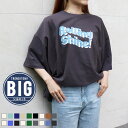 【送料無料】レディース メンズ Tシャツ 半袖 5分丈 5分袖 ビッグ BIG オーバーサイズ クルーネック プリント バックプリント ロゴ カジュアル M L...