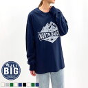 【送料無料】レディース ロンT Tシャツ 長袖 クルーネック 大きめ BIG ビッグシルエット ゆったり プリント ロゴ カジュアル M L XL 「842-00」