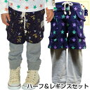 《楽天スーパーSALE 30%OFF!! 399円 → 279円》キッズ ハーフパンツ＆レギンスSET 子供服 男の子 ボーイズ アメカジ ベビー服 柄込み 80cm 90cm 95cm 100cm 110cm POSTAR ポスター「1411-09」