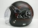 即日発送 RIDEZ ライズインターナショナル 開閉シールド付 ジェットヘルメット BULL2 ブル ブルドッグ ブラックホワイト 57-60cm 専用ヘルメット袋付 ナックルヘッド