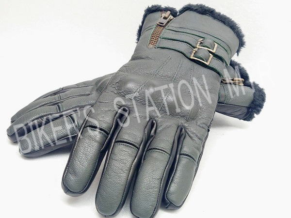セールプライス HOUSTON ヒューストン HTVG-2211W ウインターグローブ 冬グローブ カーキ B-3タイプ レザーグローブ ライディンググローブ 管理L