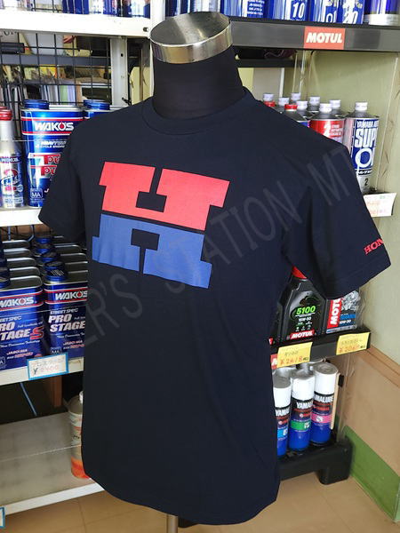 HONDA ホンダ 純正 HマークTシャツ クラシックHマークロゴ Tシャツ コットンTシャツ バイクTシャツ 半袖 ネイビー 管理N