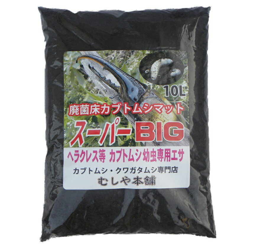 むしや本舗【超高カロリー！廃菌床 カブトムシマット「スーパーBIG」10リットル 4袋】スーパービッグ／昆虫マット／カブトムシ幼虫のえさ／幼虫餌／えさ／完熟マット／カブトマット